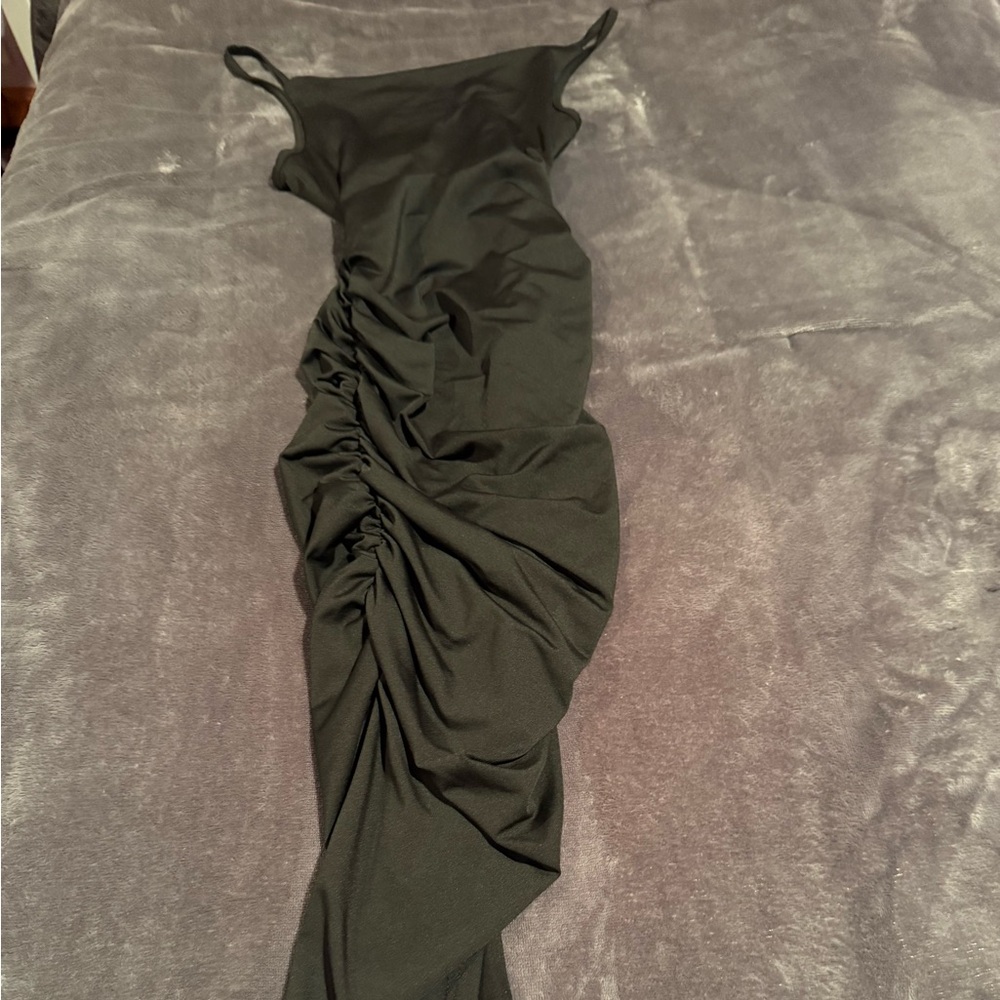 SHEIN Black Ruched Dress